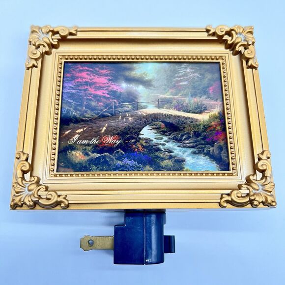 Thomas Kinkade Painter of Light Bridge of Faith Framed Night Light w/Scripture - Picture 1 of 11